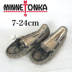 MK5235*MINNETONKA*ミネトンカ*レディースファーモカシン*7-24cm*グレー