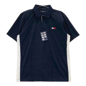 【1円】【新品】TOMMY HILFIGER GOLF トミー ヒルフィガーゴルフ 2022年モデル 半袖ポロシャツ 総柄 ネイビー系 LL [240101303009]