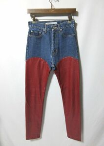 JOHN LAWRENCE SULLIVAN ジョンローレンスサリバン DENIM & VEGAN LEATHER BI-COLOR PANTS バイカラー デニム レザー パンツ