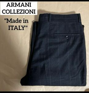 イタリア製ARMANI COLLEZIONIチェック柄ワイドスラックスパンツ/ヨーロッパヴィンテージオールドユーロ古着