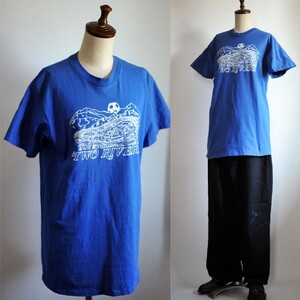 ★【希少 90s位 USA製 銀タグ◎】アメリカ製 レア NIKE PREMIER TWO RIVERS ナイキ 両面 プリント Tシャツ M ブルー