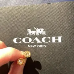 COACH ピンクゴールド クリスタルスタッドピアス