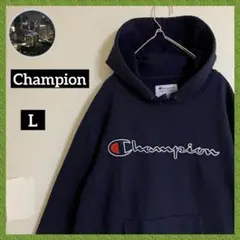 Champion 刺繍ワッペン ビッグロゴ チャンピオン フーディー パーカー