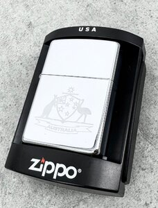 未使用品 Zippo ジッポー AUSTRALIA オーストラリア 国章 カンガルー エミュー オイル ライター 鏡面加工 シルバー 2007年製 ケース付属