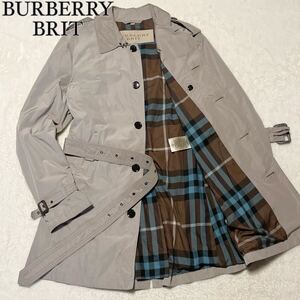 【希少 XL!!】BURBERRY BRIT バーバリーブリット ノバチェック トレンチコート ベルト メンズ ベージュ サイズXL