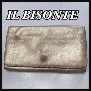 ☆ILBISONTE☆ イルビゾンテ 長財布 財布 ウォレット ゴールド レザー シンプル ロゴ レディース メンズ 男女兼用 送料無料