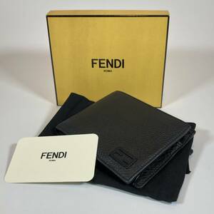 22050120【フェンディ】FENDI 二つ折り財布 FFロゴ ブラック クオイオローマ カーフレザー メンズ 7M0001 AG0L F0QA1 2021AW