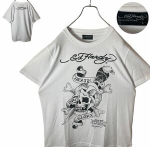 Ed Hardyエドハーディースカルコンドルビッグプリント ホワイトTシャツ L