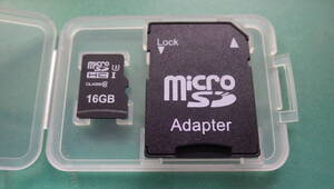 送料110円 売切 中古　美品　1枚　microSDカード 16GB ケース付　クイックフォーマット済　SDカードとしても可能