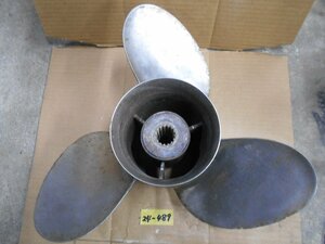 24-489 SUZUKI suzuki スズキ船外機用 ステンレスペラ 14 1/4×18 スズキ 2スト 150馬力船外機で使用 中古品