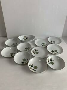 Ｂ569　Noritake/ノリタケ　絣かすり模様器11点セット　長丸皿　平皿　深皿　パスタ皿　中皿　取り皿　プレート　ボウル皿　和風　レトロ