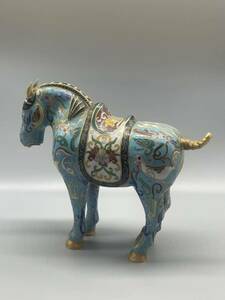 中国古玩 七宝焼置物 馬 時代物 古美術 インテリア 縁起物 