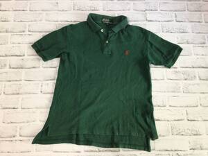 X717 Polo by Ralph Lauren/ポロ ラルフローレン　ポロシャツ　半袖　160サイズ　キッズ/レディース(S) グリーン　ワンポイント　古着