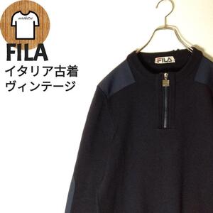 FILA ハーフジップニット S セーター イタリア古着 A581 ヴィンテージ 海外古着 使い古し感