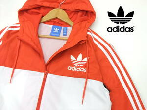 ■adidas originals■薄手 ナイロンジャケット ジップパーカー トリコロールカラー Mサイズ 裏地メッシュ アディダス オリジナルス