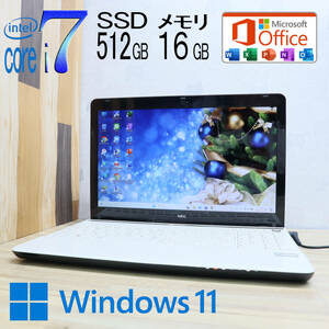 ★中古PC 最上級4世代4コアi7！新品SSD512GB メモリ16GB★LS350R Core i7-4700MQ Webカメラ Win11 MS Office2019 Home&Business★P71630