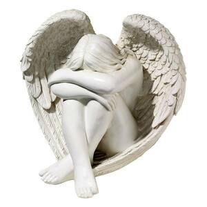 うずくまる孤独の天使 彫刻 彫像/ ガーデニング 庭園 園芸 芝生 玄関 エントランス(輸入品