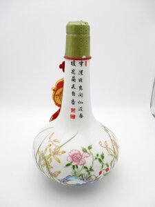 ○ 陶器ボトル 祝慶 紹興酒 中国酒 四十周年記念 重量：約1116g (飾り含む) 未開栓