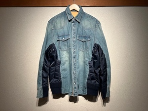 ♪送料無料★sacai★名作★ドッキングデニムシャツ★Docking Denim Shirt★サカイ★MA-1★再構築★AD2021★02510M★インディゴ×紺★1(S)♪