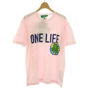 未使用品 ディースクエアード タグ付き 22SS ONE LIFE ONE PLANET S78GD0056 Tシャツ カットソー 半袖 クルーネック ロゴ プリント コット