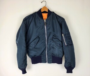 良好 80s ～90s USA製 ALPHAINDUSTRIES L-2B フライトジャケット ネイビー 濃紺 M 80年代 90年代 アメリカ製 / MA-1 好きな方にも