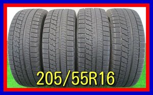 ■中古タイヤ■　205/55R16 91Q BRIDGESTONE BLIZZAK VRX カローラ プリウス 86 インプレッサ等 冬タイヤ スノー 激安　送料無料　B527