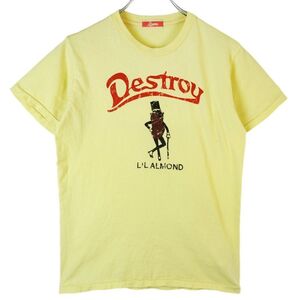 USA製リルアーモンドLil Almond半袖Tシャツイラストキャラクターdestroyレトロ黄色イエローコットンアメカジvintageヴィンテージ40319