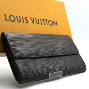 LOUIS VUITTON最高級美品エピノワールポルトフォイユサラフラップ財布ノワール 長財布 ルイヴィトン黒 ウォレット