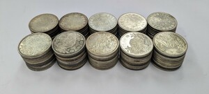 【千円銀貨まとめ100枚】　総重量　約2,000g 東京オリンピック 記念硬貨 千円 1000円銀貨 硬貨 古銭 昭和 銀貨 貨幣 