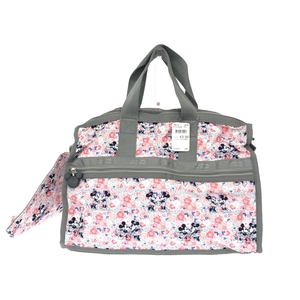 未使用品◆LeSportsac レスポートサック×ディズニー ボストンバッグ◆ ピンク ナイロン ミッキー＆ミニー 花柄 レディース ドラムバッグ