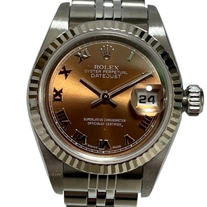 ロレックス【ROLEX】 デイトジャスト 79174 D番 ステンレス SS 自動巻き レディース 腕時計 ピンク文字盤　USED:B　19421