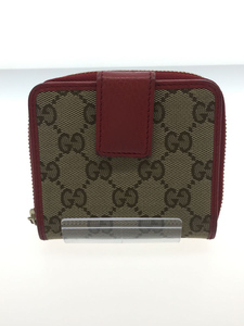 GUCCI◆2つ折り財布/GGキャンバス/RED/総柄/レディース/346056 2184