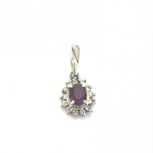 Pt900 1.1g プラチナ ペンダントトップ メレダイヤ MD0.09 紅玉 0.43ct ネックレストップ アクセサリー ジュエリー 管理HS17494