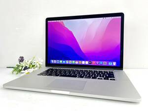 【良品☆充放電数42回】Apple MacBook Pro(Retina,15-inch, Mid 2015) A1398 Core i7(7870HQ)/2.5GHz RAM:16GB/SSD:512GB Monterey 動作品