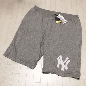 15 新品 タグ付き Majestic NEWYORK YANKEES マジェスティック スウェット ハーフパンツ ボトムス ヤンキース X3 グレー メンズ