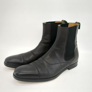 グッチ　サイドゴアブーツ　シェリーライン　367767　メンズ　ブラック　レザー　Size:8_1/2　古着　GUCCI　◆3111/藤枝インター店