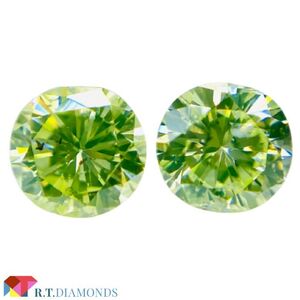 FANCY YELLOW GREEN セット石！0.240ct/0.250ct RD/RT1878/CGL