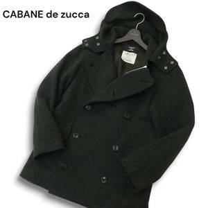 CABANE de zucca カバンド ズッカ 秋冬★ メルトン ウール フーディー Pコート Sz.L メンズ 灰　A4T13531_C#N