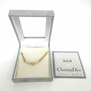 ■tyom 1509-2 563 Christian Dior CD クリスチャンディオール CDロゴ ラインストーン ネックレス ヴィンテージ ゴールド 箱保証書付き