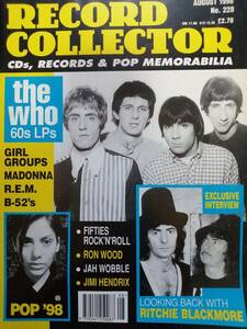 【英雑誌『RecordCollector』Madonna特集】1998・８月号 The Who、Ritchie Blackmore、Ron Wood マドンナ、ザ・フー、リッチーブラックモア