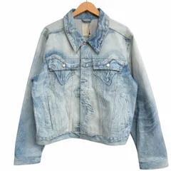 カンペール ラボ CAMPER LAB 24SS DENIM JACKET トロンプルイユ デニムジャケット オーバーサイズ プリント 短丈 青 ブルー Mサイズ AU00005-002 1128