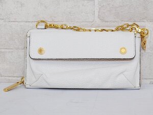 Accessoires De Mademoiselle アクセソワドゥマドモワゼル●ウォレットバッグ 牛革 長財布 シンプル 一体型/ホワイト/難有/1円スタート/AY