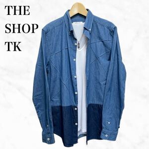 THE SHOP TK バイカラーシャツ　長袖シャツ　デザインシャツ