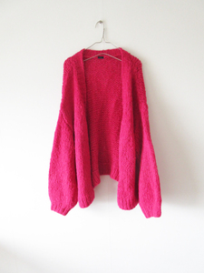 美品 2022AW ICHI / イチ 220554 Low Gauge Knit Over Cardigan PINK / ニット カーディガン 厚手