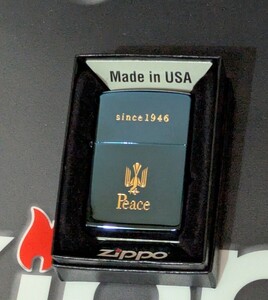 ZIPPO Peace ブルーチタン ジッポー ＪＴ 金色ユニット since1946 未使用品 ピース タバコメーカー