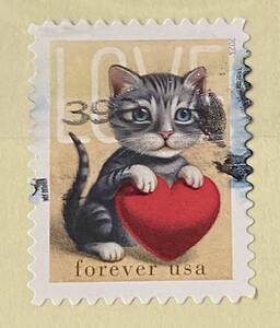 アメリカ切手★Forever フォーエバー　ネコのラブ切手　ねこLOVE