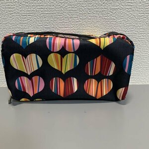 1円〜　LeSportsac　レスポートサック　ポーチ　LOVE STRUCK　黒　C3142