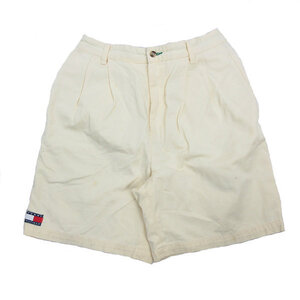 k■90s■トミーヒルフィガー/TOMMY HILFIGER ツータック コットンショーツ/ハーフパンツ【M】黄MENS■126【中古】