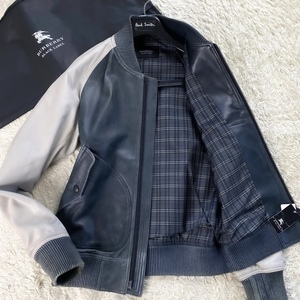 絶版最高級羊革BURBERRY BLACKLABELナッパレザーライダースジャケットXL.LL～ラムレザーノバチェック灰ブラレバーバリーブラックレーベル