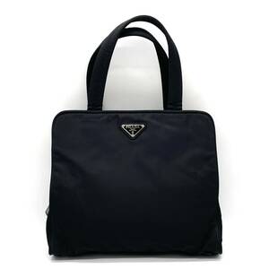 1円 PRADA プラダ テスートナイロン ブラック トートバッグ ハンドバッグ ロゴプレート B8497